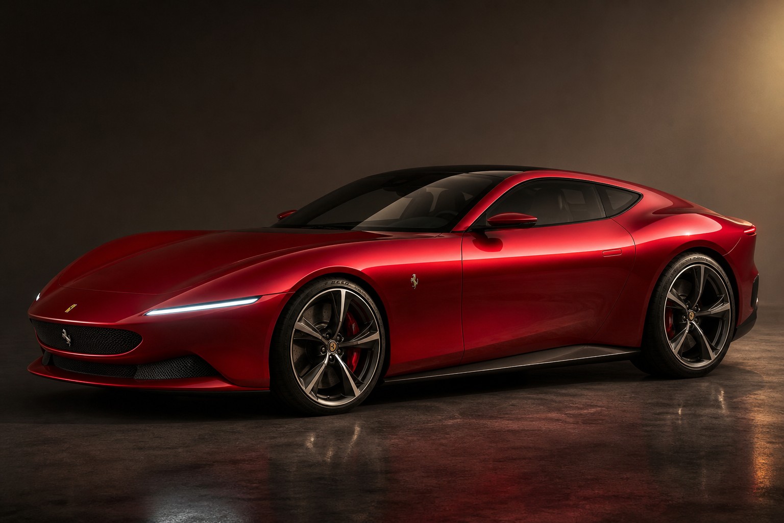 Concept vision of an alternate Ferrari Luce with sensual curved bodywork